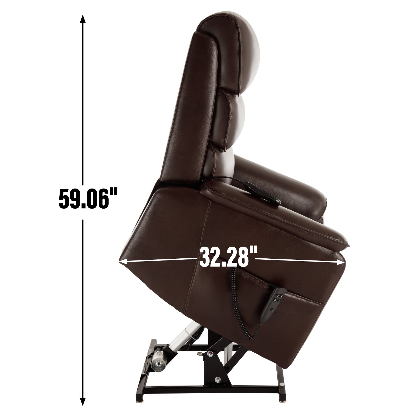 Brown Faux Leather Infinite Position Up to 350 LBS Power Lift  Chair with Heat + Massage