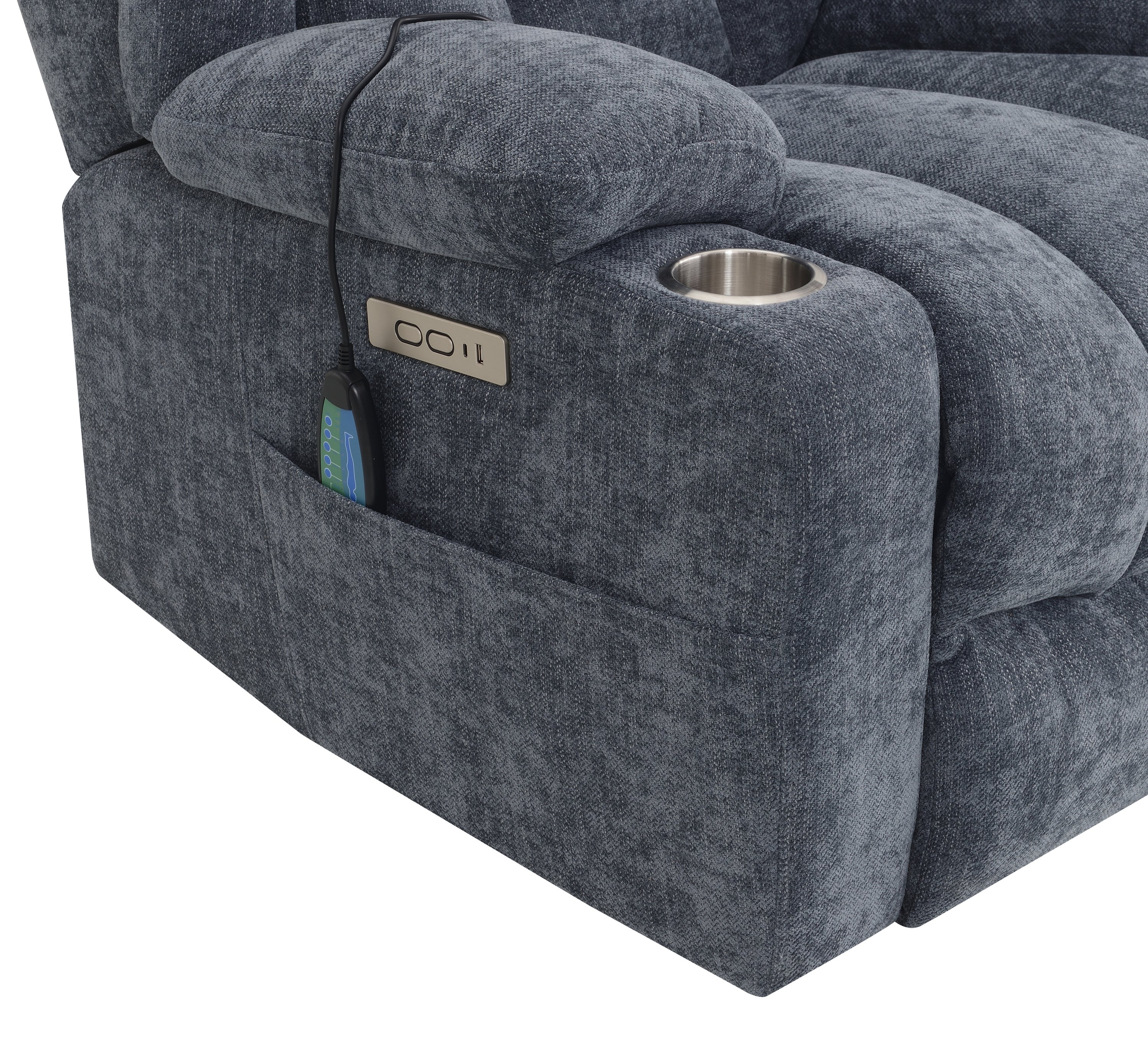 ACME Omarion Power Recliner w/Lift, Heating & Massage, Blue Velvet LV02996 - Value Lift Chairs 