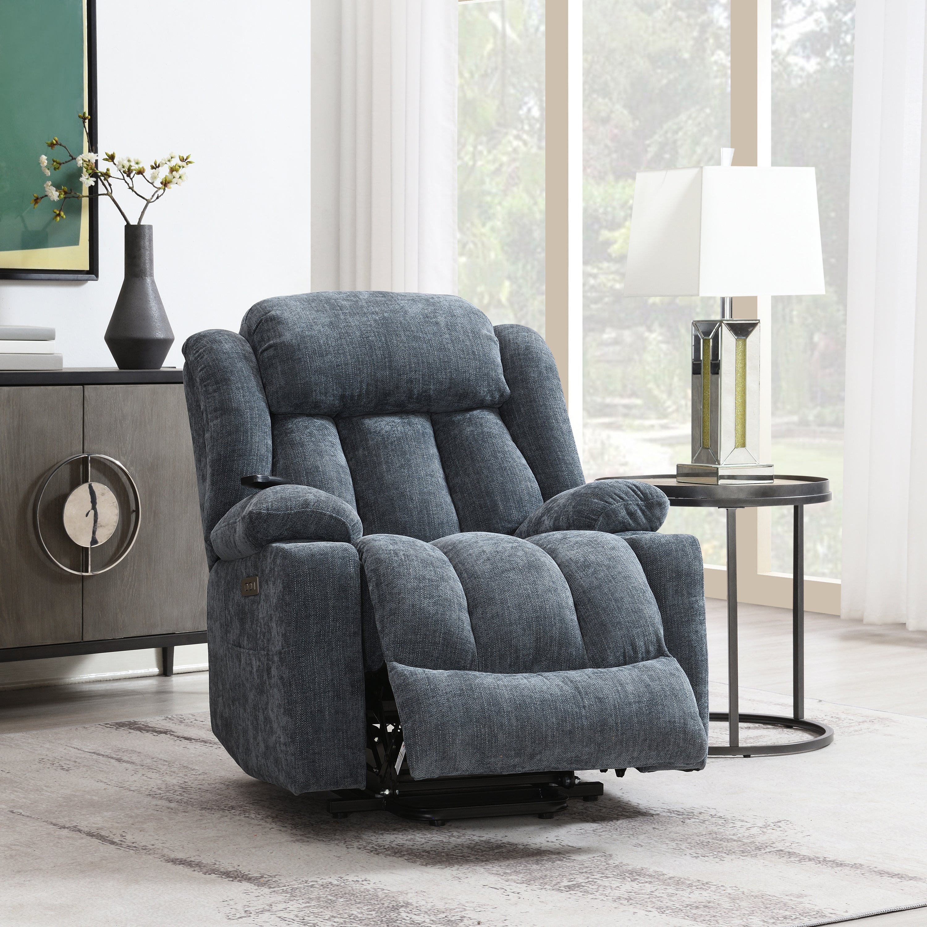 ACME Omarion Power Recliner w/Lift, Heating & Massage, Blue Velvet LV02996 - Value Lift Chairs 