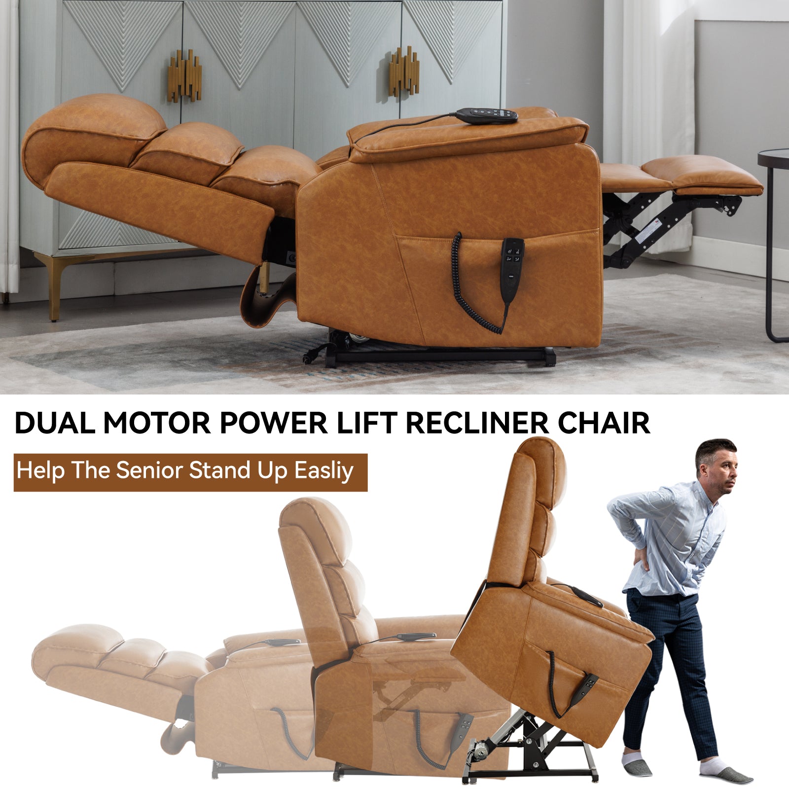 Brown Infinite Position Layflat Power Lift Chair.