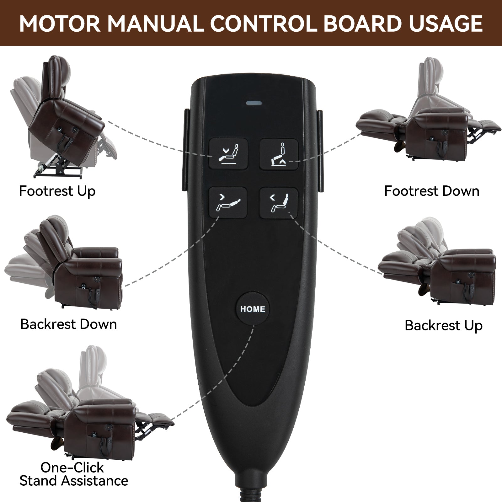 Power Lift Recliner Chair Heat Massage Dual Motor Infinite Position Up to 350 LBS, Faux Leather, Heavy Duty Motion Mechanism with USB Ports, Brown - Value Lift Chairs 