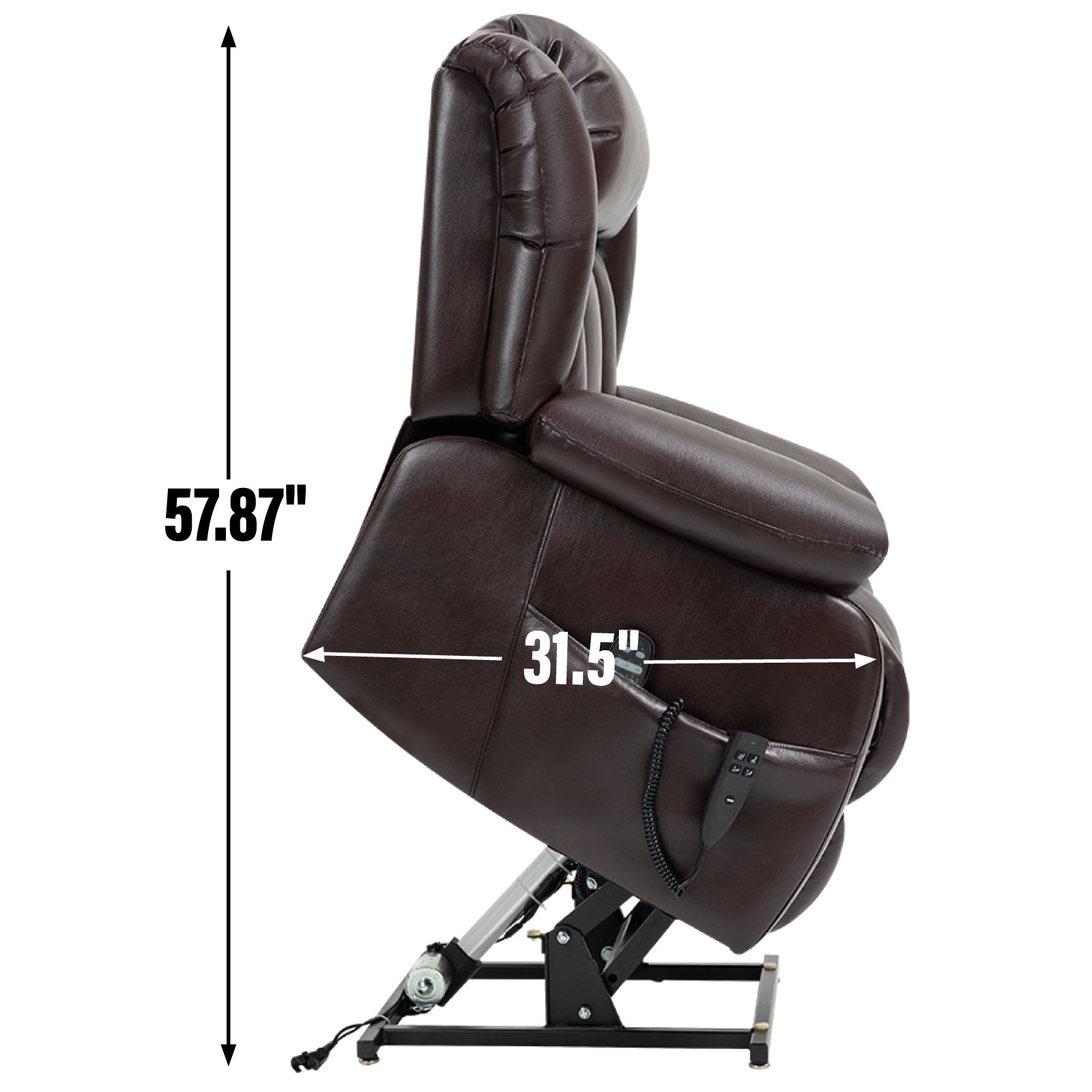 Dual Motor Infinite Position Up to 350 LBS Electric Medium size Brown Power Lift Recliner Chair with 8-Point Vibration Massage and Lumbar Heating