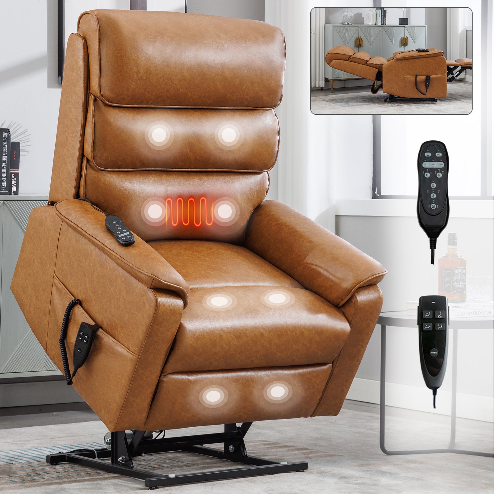 Brown Infinite Position Layflat Power Lift Chair.