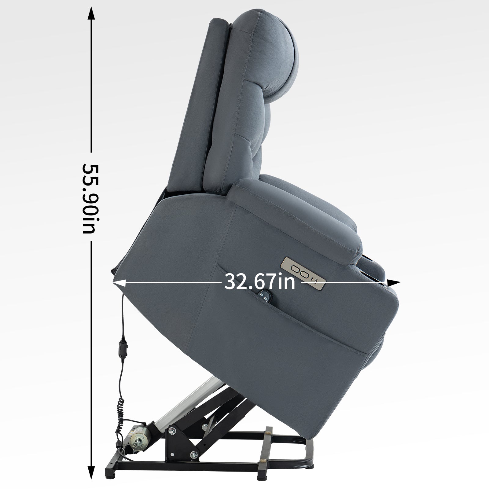 Up to 350 LBS Power Lift Recliner Chair, Heavy Duty Motion Mechanism with 8-Point Vibration Massage and Lumbar Heating, Cup Holders, USB and Type-C Ports, Removable Cushions, Blue - Value Lift Chairs 