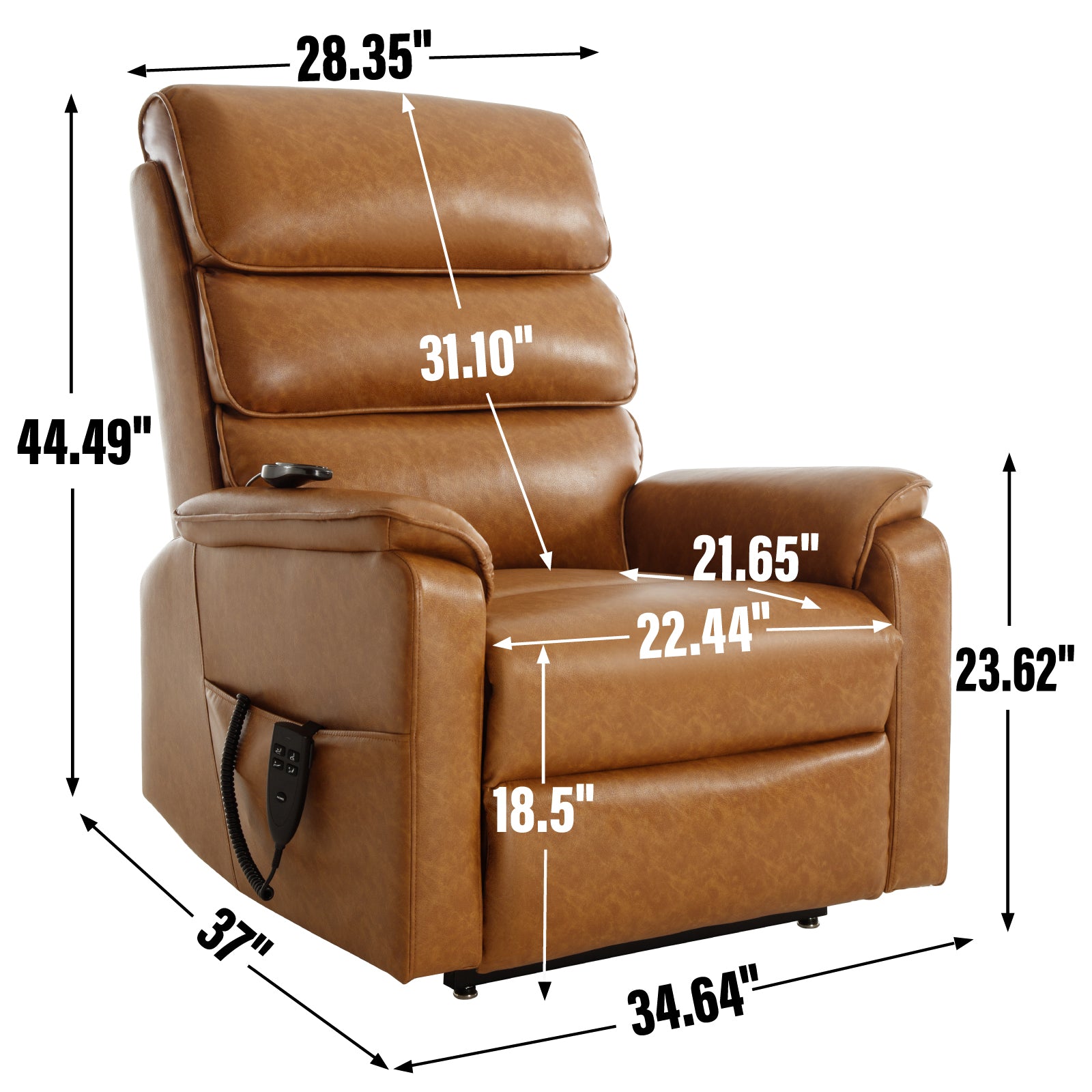 Brown Infinite Position Layflat Power Lift Chair.