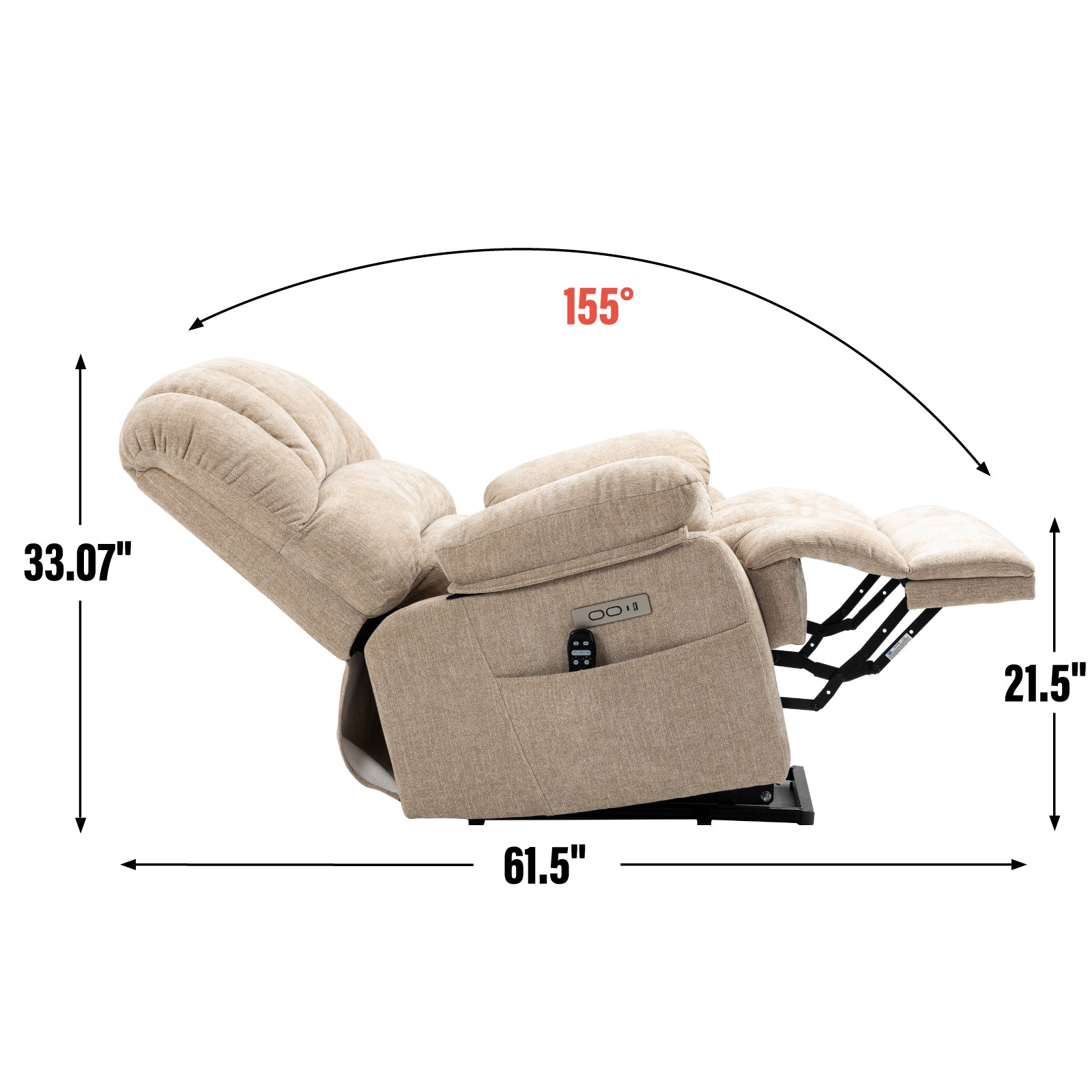 Oversized Chenille  Lift Recliner Chair with  Massage and Lumbar Heating