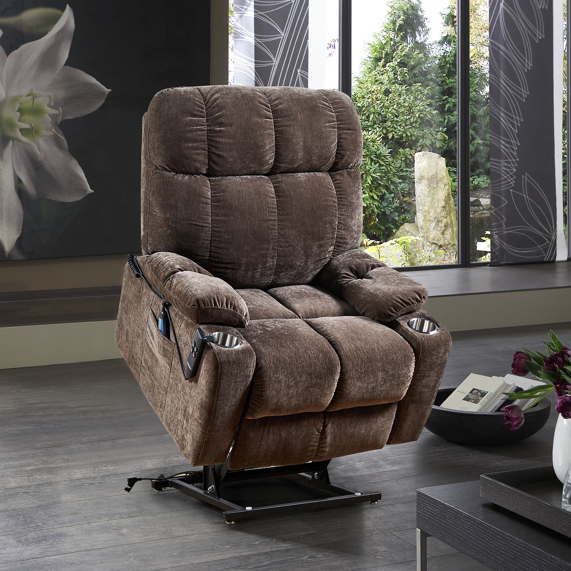 Liyasi Dual OKIN Motor Power Lift Recliner Chair  for Elderly Infinite Position Lay Flat 180° Recliner with Heat Massage