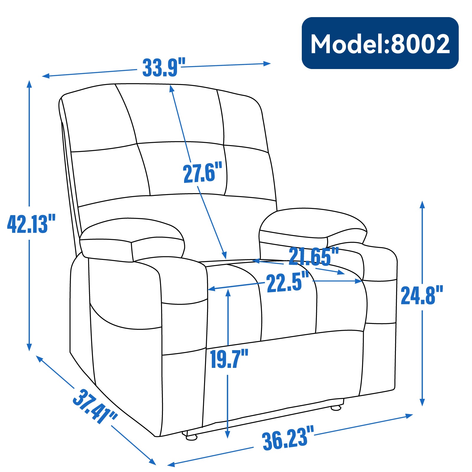 Blue Dual Motor Infinite Position Up to 350 LBS Chenille Power Lift Recliner Chair, Heavy Duty Motion Mechanism with 8-Point Vibration Massage and Lumbar Heating, Dual Cup Holders