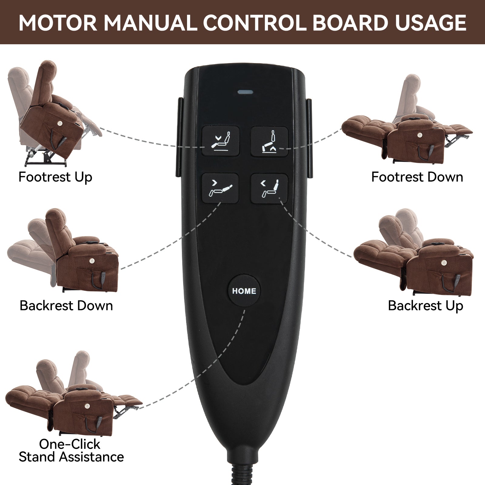 Brown Dual Motor Infinite Position Up to 350 LBS Chenille Power Lift Recliner Chair, Heavy Duty Motion Mechanism with 8-Point Vibration Massage and Lumbar Heating, Dual Cup Holders