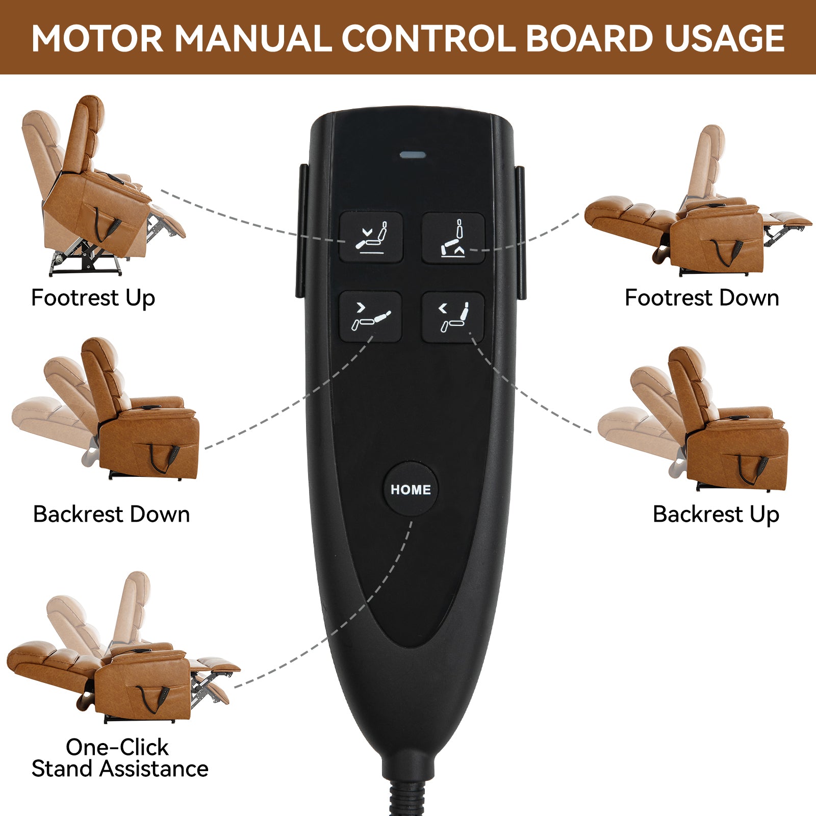 Brown Infinite Position Layflat Power Lift Chair.