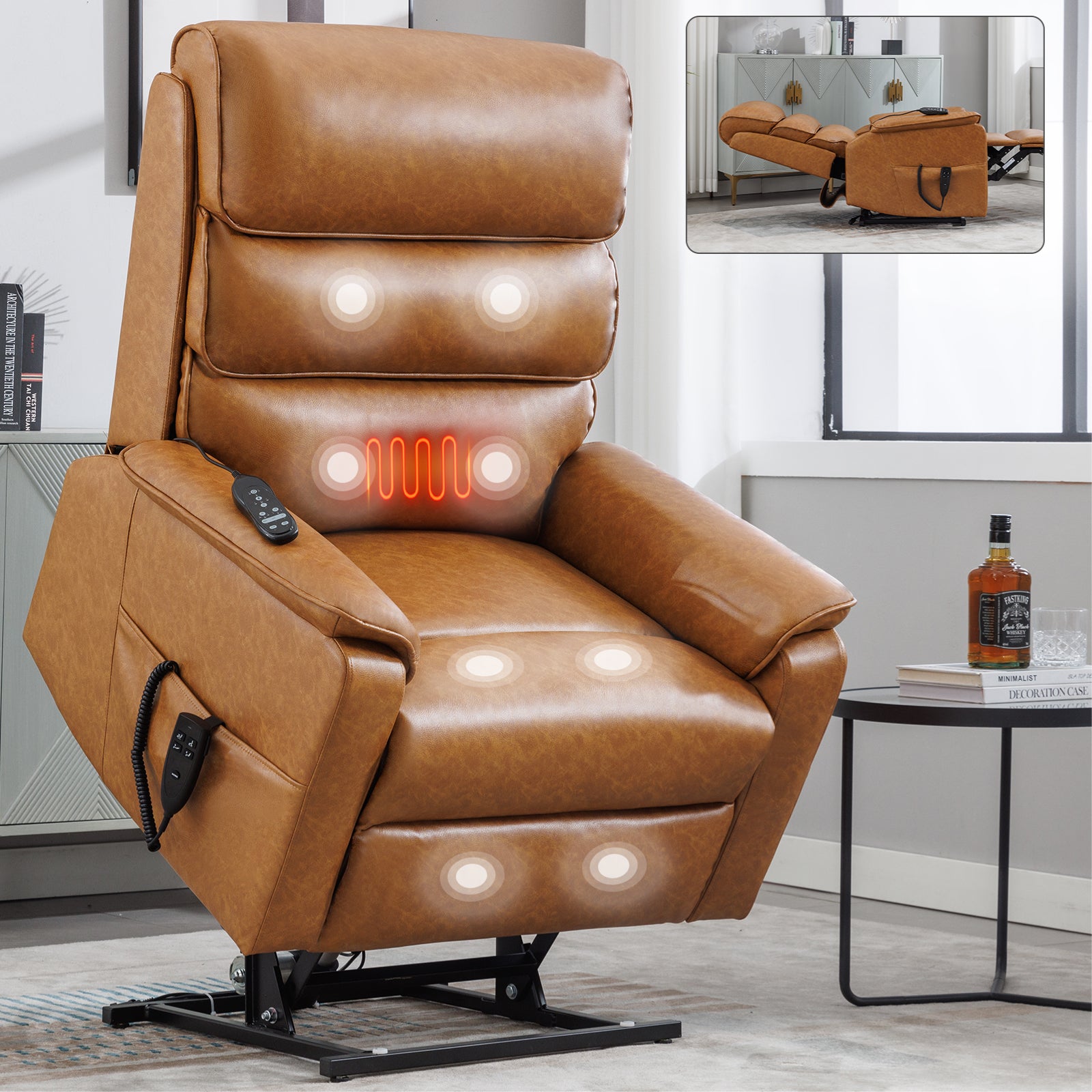 Brown Infinite Position Layflat Power Lift Chair.