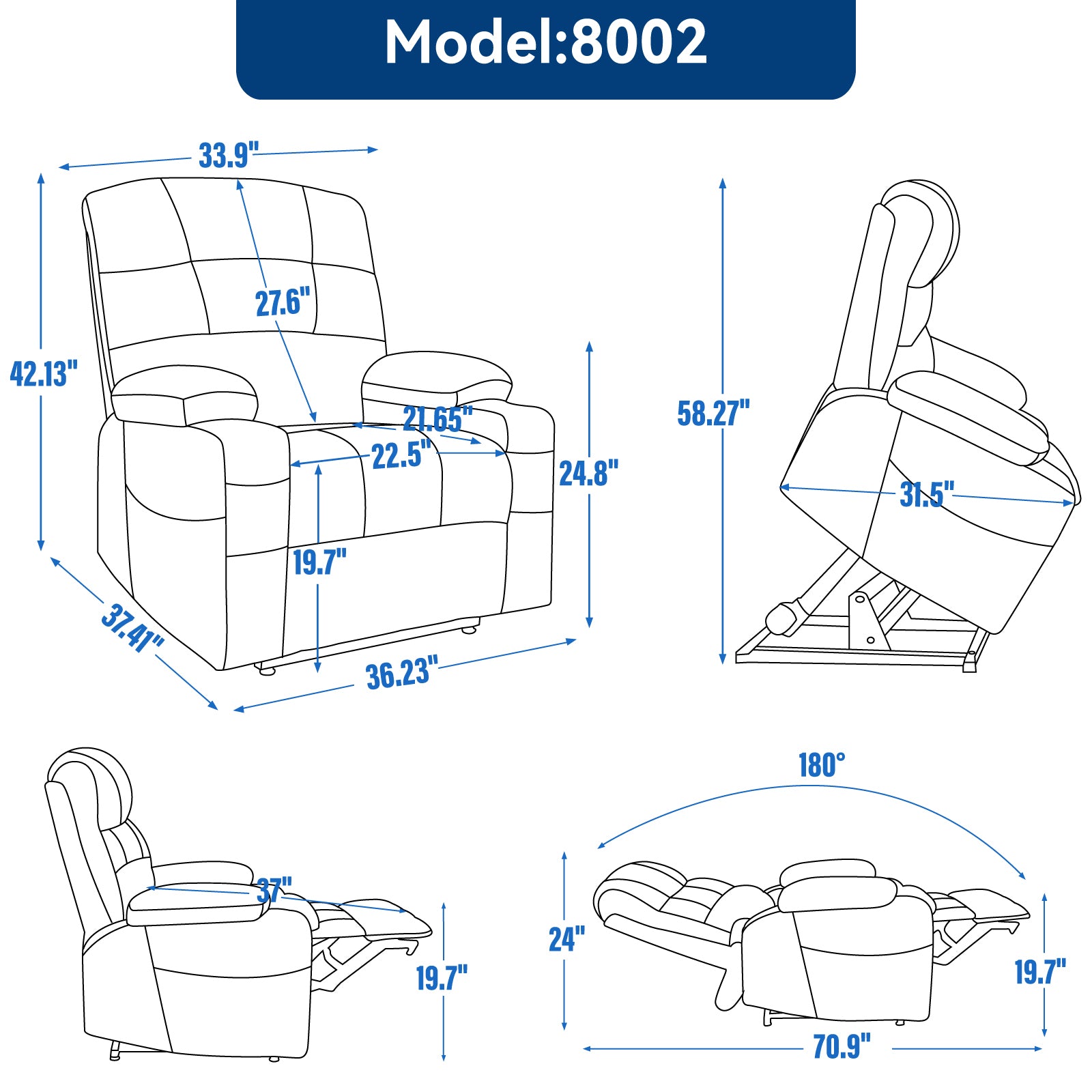 Brown Dual Motor Infinite Position Up to 350 LBS Chenille Power Lift Recliner Chair, Heavy Duty Motion Mechanism with 8-Point Vibration Massage and Lumbar Heating, Dual Cup Holders