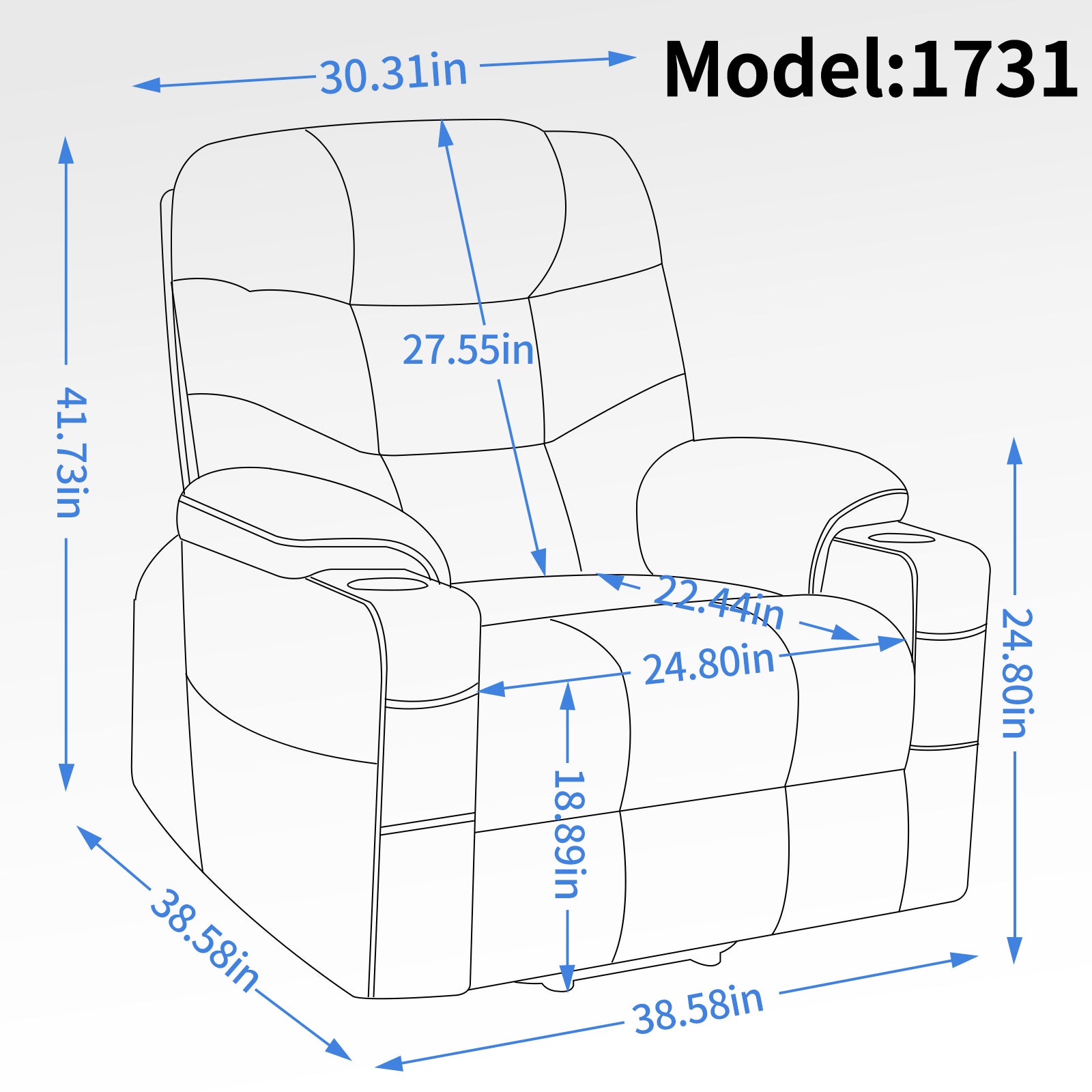 Up to 350 LBS Power Lift Recliner Chair, Heavy Duty Motion Mechanism with 8-Point Vibration Massage and Lumbar Heating, Cup Holders, USB and Type-C Ports, Removable Cushions, Blue - Value Lift Chairs 