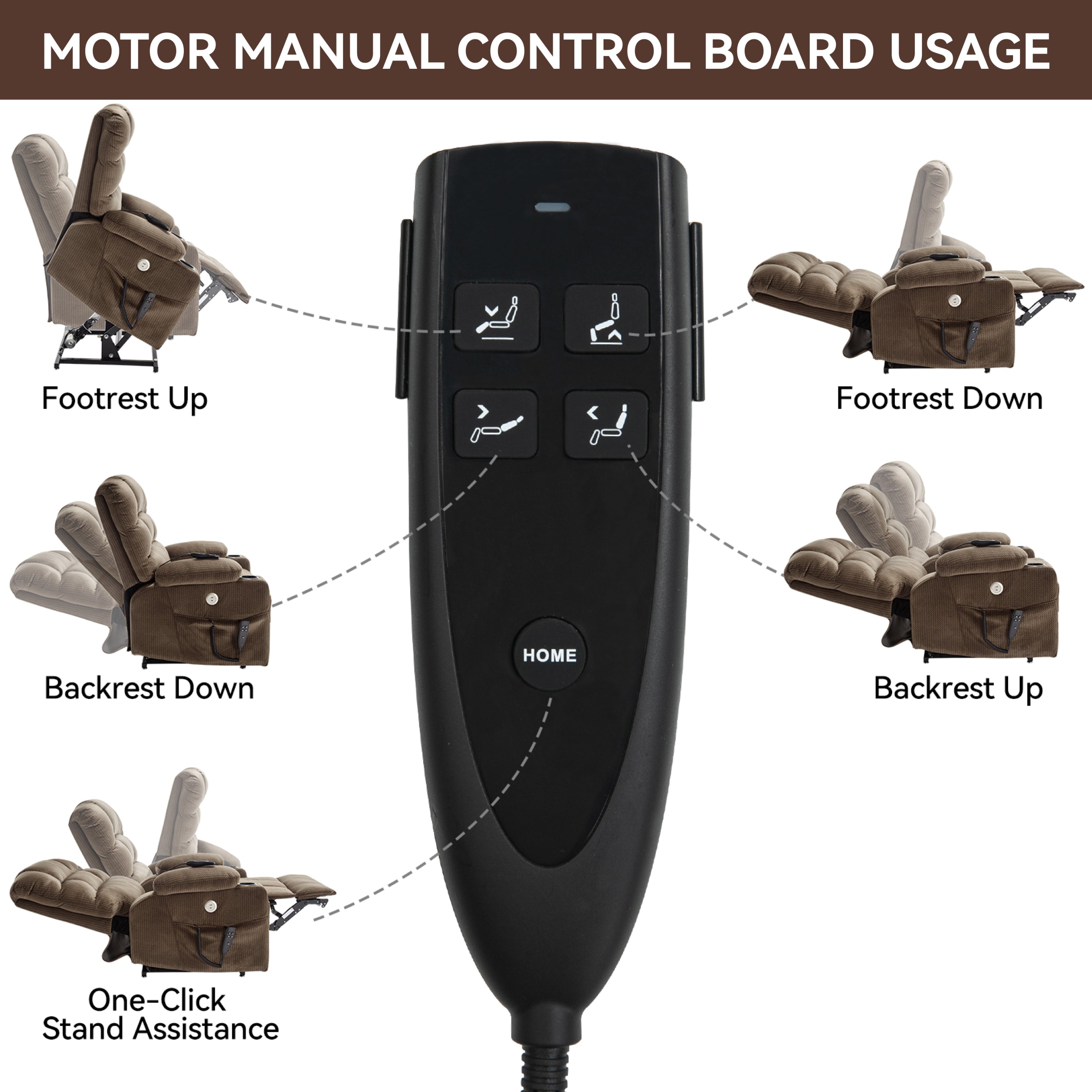 Brown Dual Motor Infinite Position Up to 350 LBS Chenille Power Lift Recliner Chair, Heavy Duty Motion Mechanism with 8-Point Vibration Massage and Lumbar Heating, Dual Cup Holders