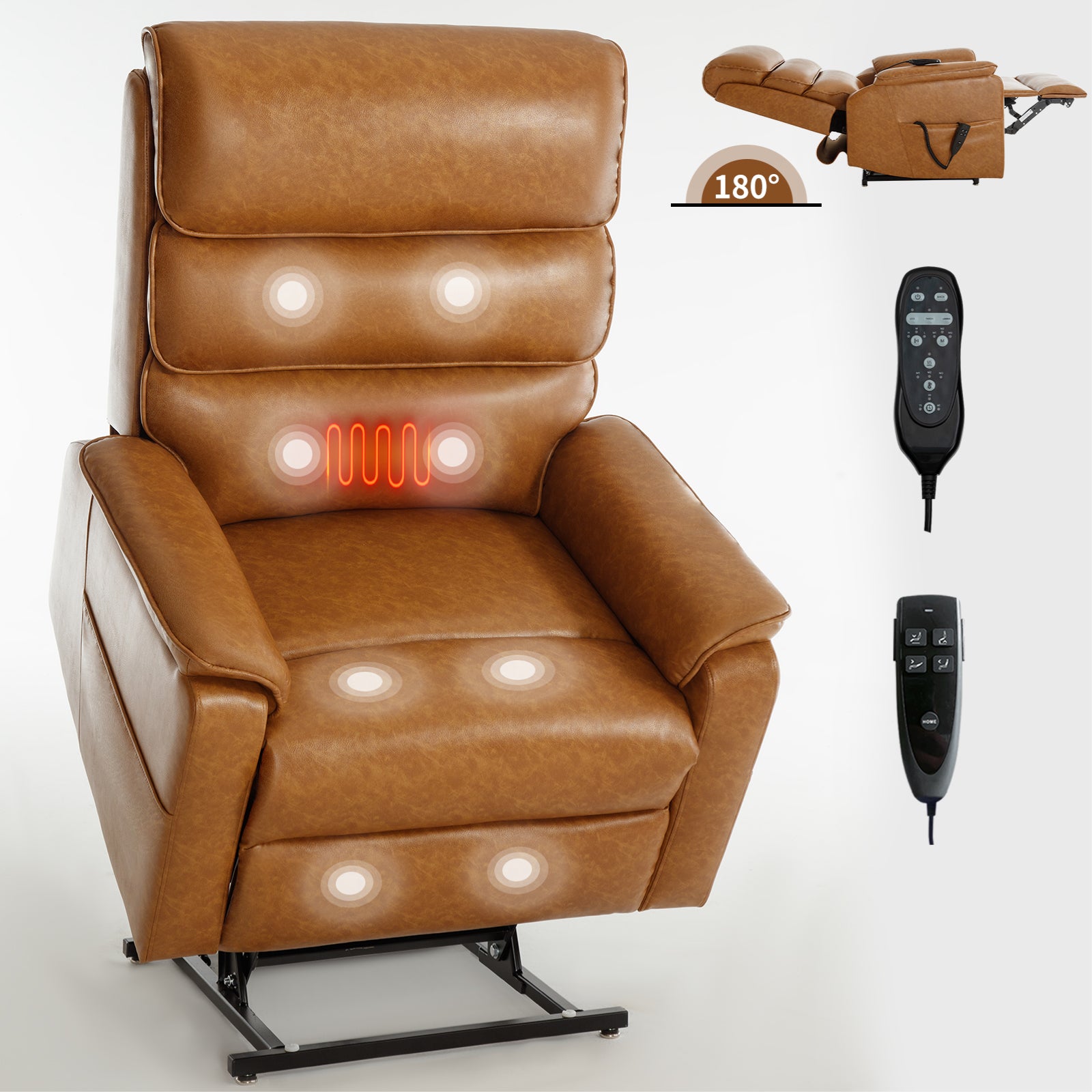 Brown Infinite Position Layflat Power Lift Chair.