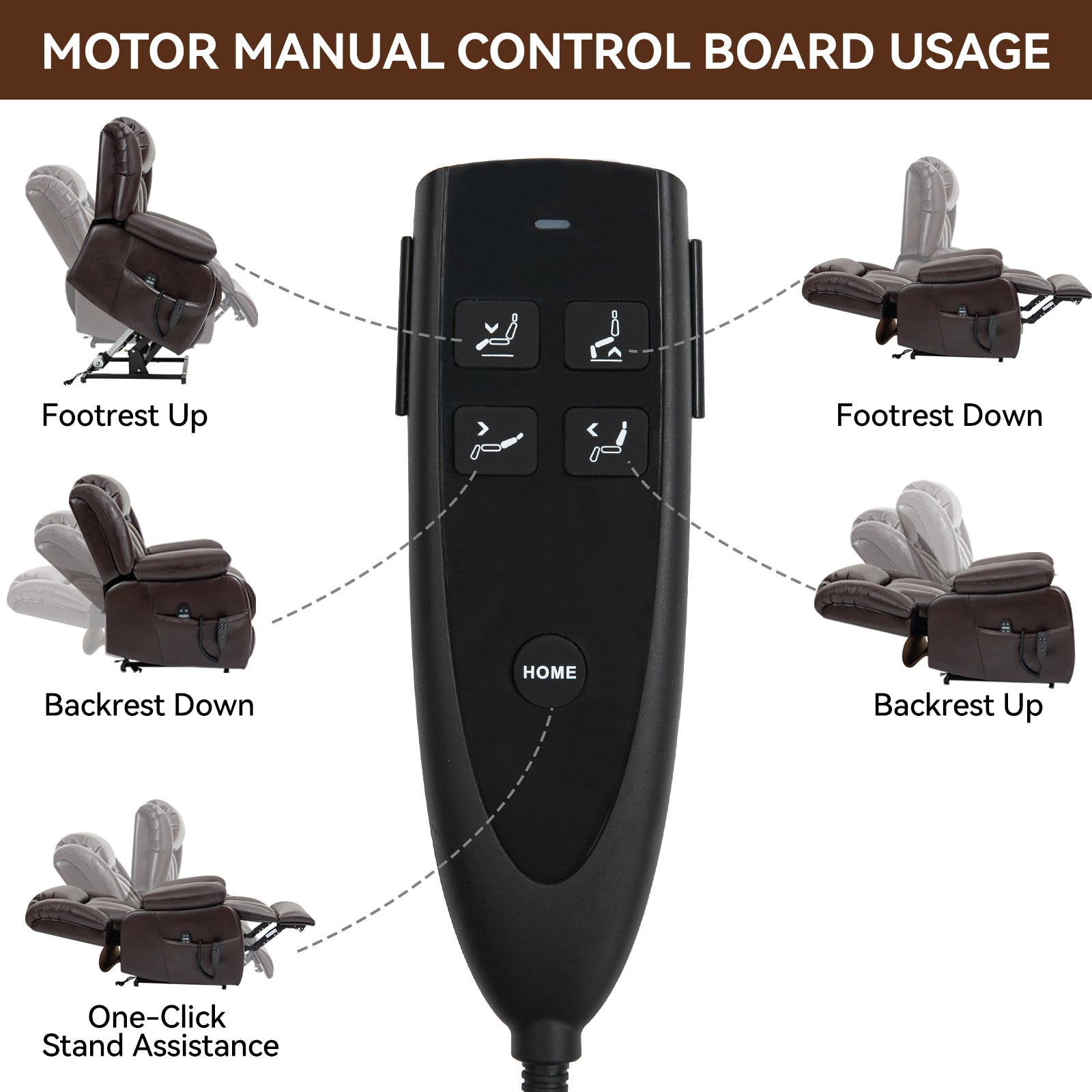 Dual Motor Infinite Position Up to 350 LBS Electric Medium size Brown Power Lift Recliner Chair with 8-Point Vibration Massage and Lumbar Heating - Value Lift Chairs 