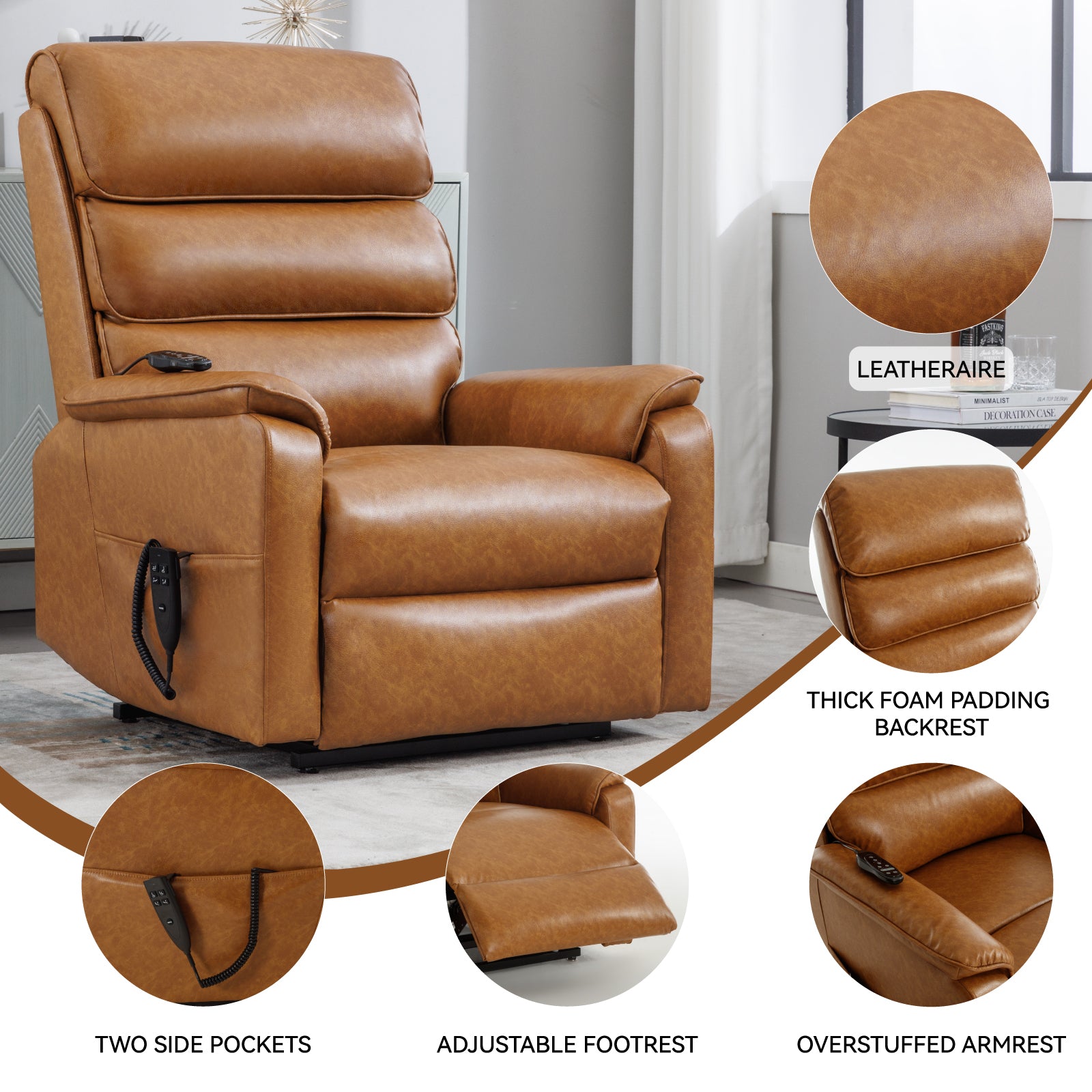 Brown Infinite Position Layflat Power Lift Chair.