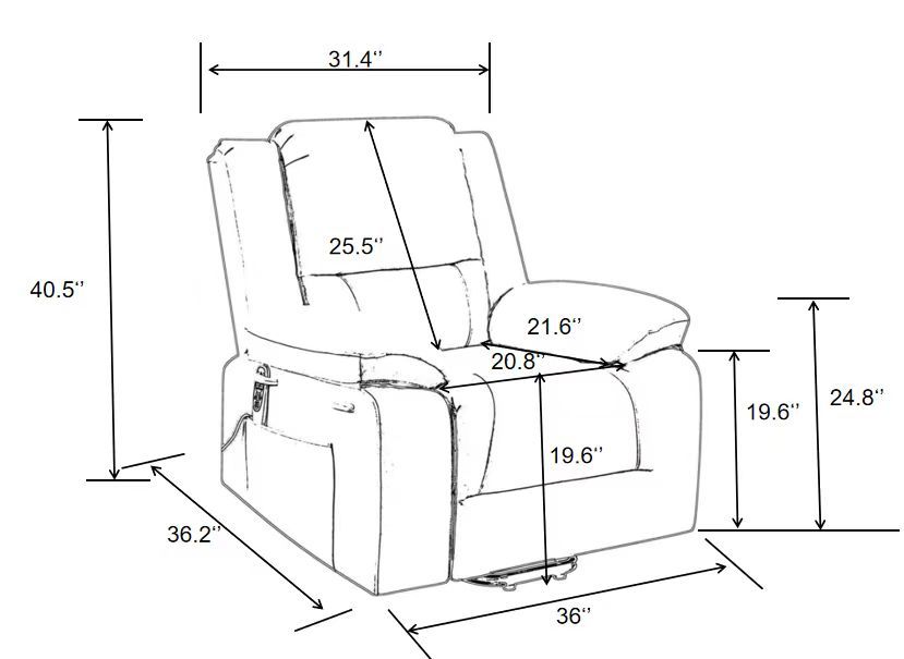 Electric Power Recliner Chair With Massage For Elderly ,Remote Control Multi-function Lifting, Timing, Cushion Heating Chair With Side Pocket Beige