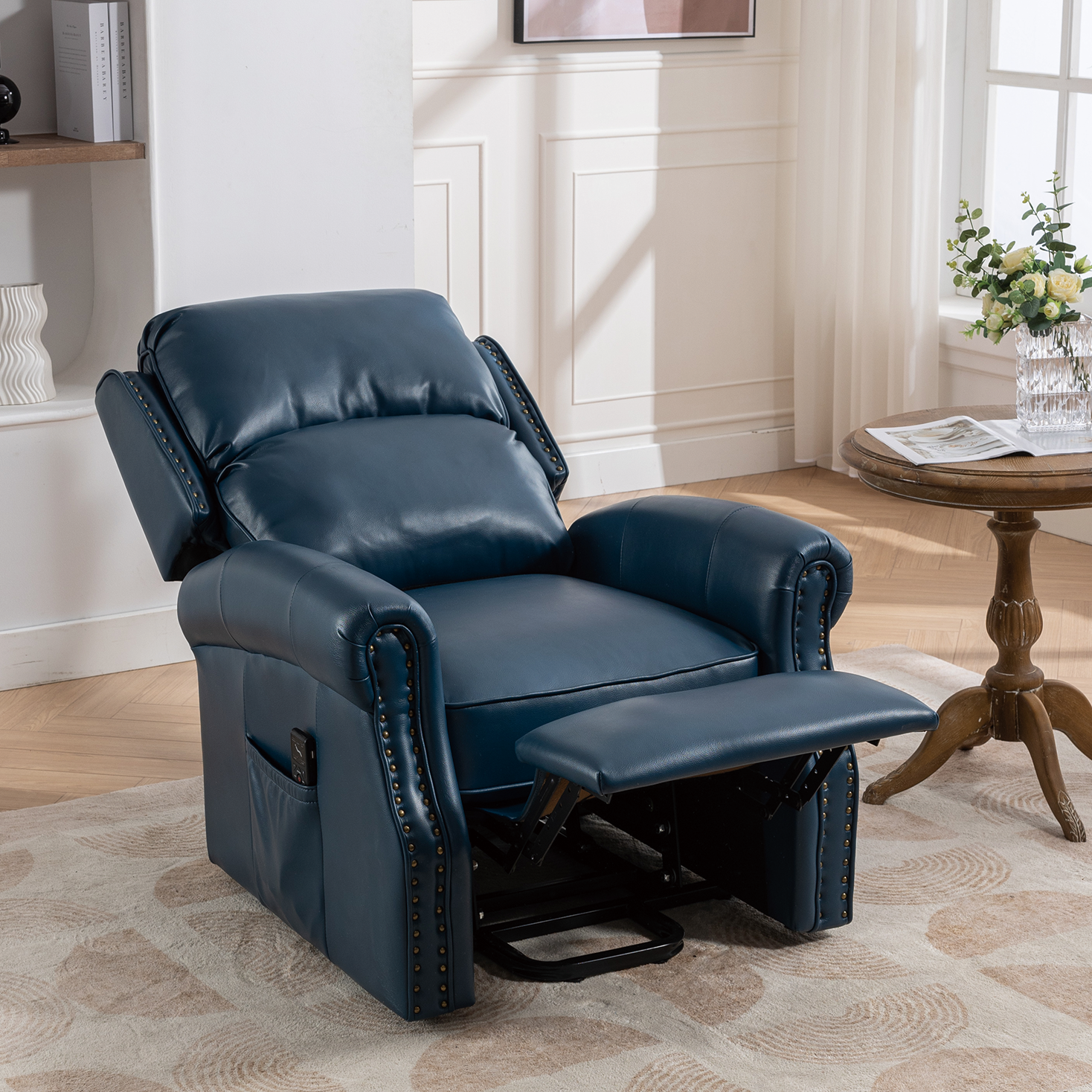 Lehboson Lift Recliner Chair, Electric Power Lift Recliner Chair for Elderly With Eight Points Massage And Heating,(Navy Blue) - Value Lift Chairs 